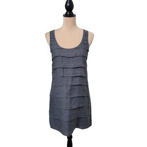 Island Company Size S Gray Linen Tiered "Deko" Dress, Excellent Used Condition